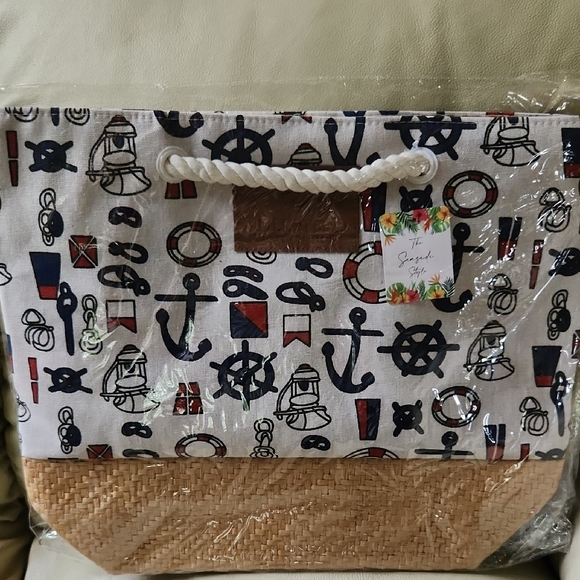 Handbags - Canvas Beach/Tote Bag with Rope Handles
